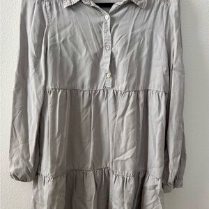 ZARA Gray Tiered Long Sleeve Shirt Dress – Size M